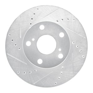 Toyota Tacoma Brake Rotor (1) - Front Left - R1 Concepts - Drilled & Slotted - Silver - `05-`15